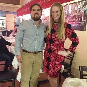 Just Taylor sz 12  Pink /Black 3/4 Contour dress